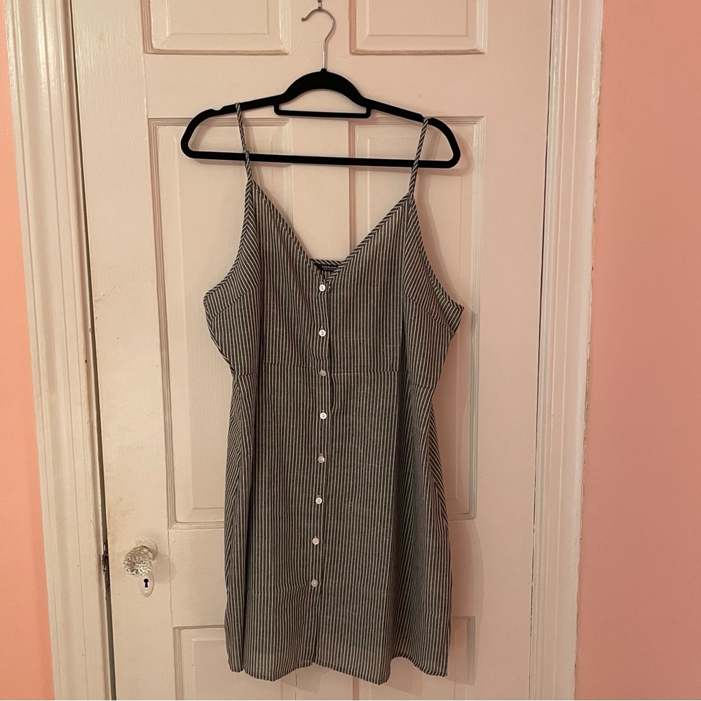 Shein curve 3x button-down tank chambray pinstripe dress